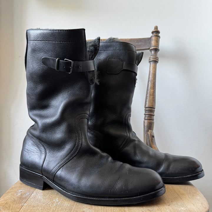 Gucci By Tom Ford 2000's Shearling Biker Leather Boots