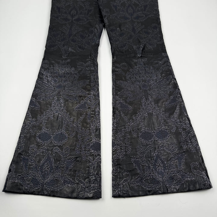 Gucci By Tom Ford SS2000 Black Embroidered Flared Bootcut Leather Pants