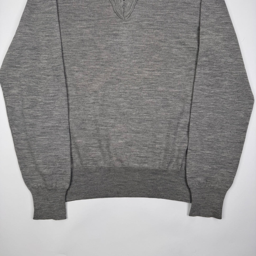 AW2006 Martin Margiela Light Gray Wool V-Neck Knit Pullover