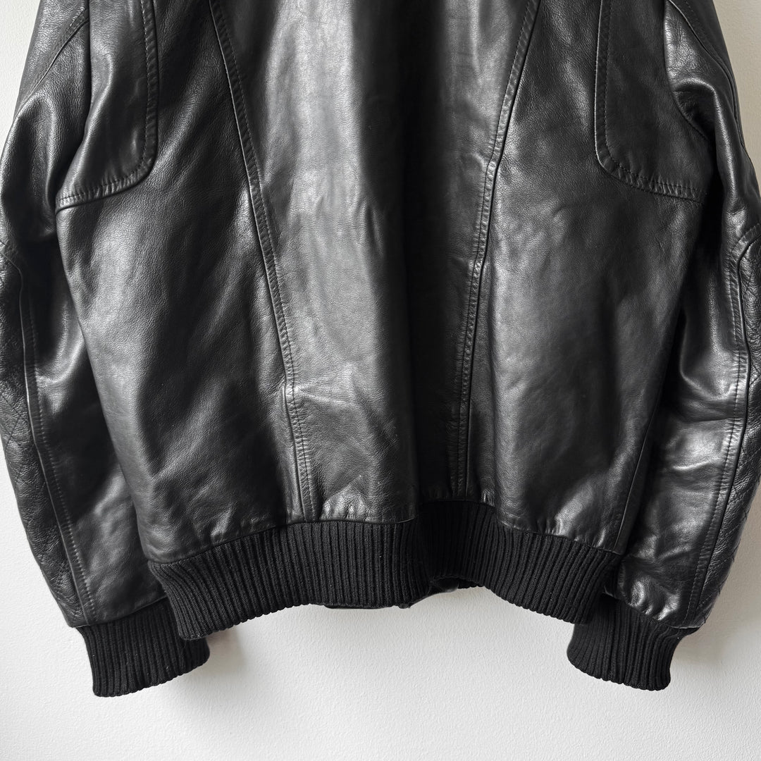Veronique Branquinho FW2005 Black Moto Style Leather Bomber Jacket
