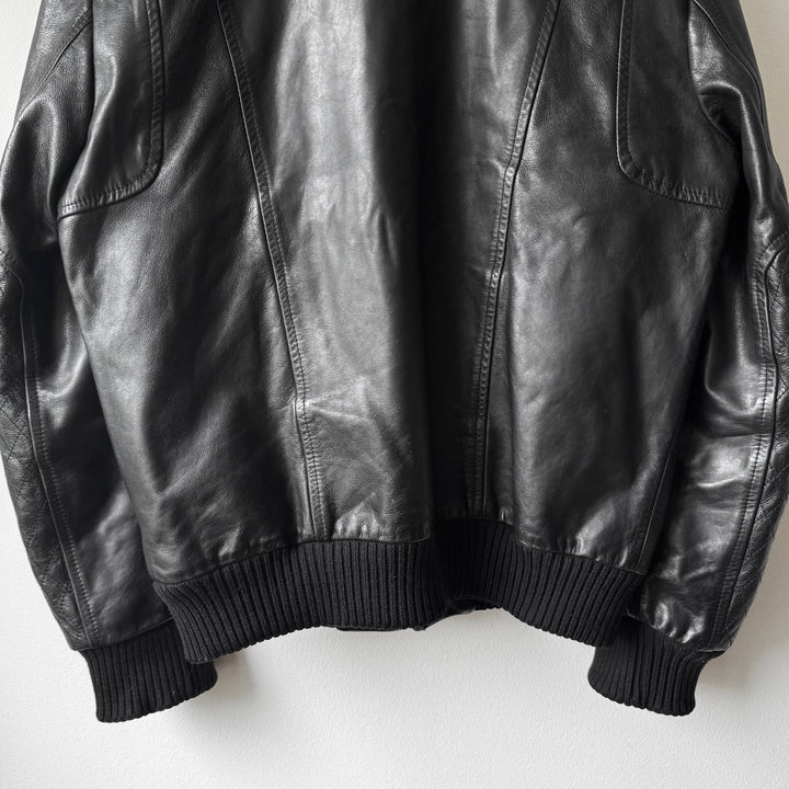 Veronique Branquinho FW2005 Black Moto Style Leather Bomber Jacket