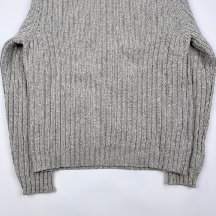 Helmut Lang FW1998 Light Gray Wool Chunky Ribbed Knit Pullover