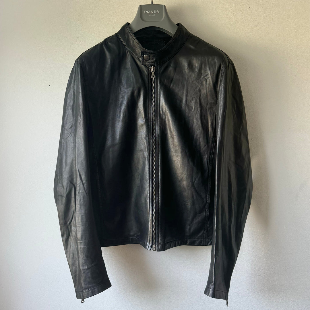 Prada 2000’s Mainline Cropped Leather Moto Jacket