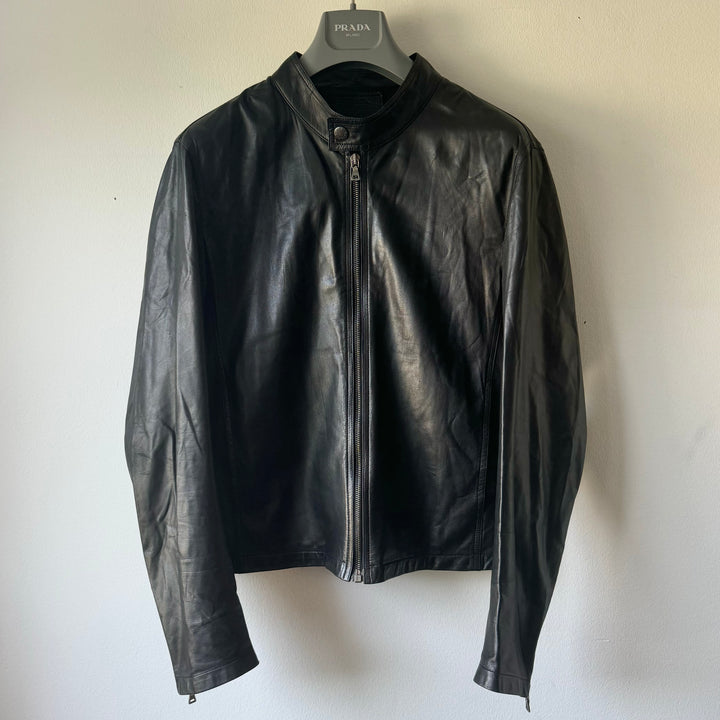 Prada 2000’s Mainline Cropped Leather Moto Jacket