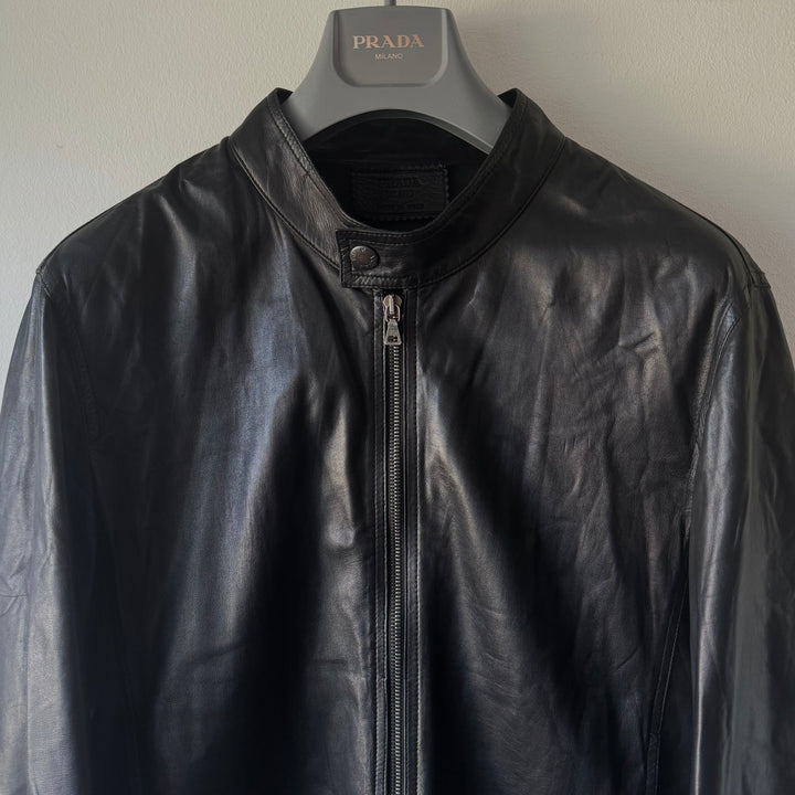 Prada 2000’s Mainline Cropped Leather Moto Jacket