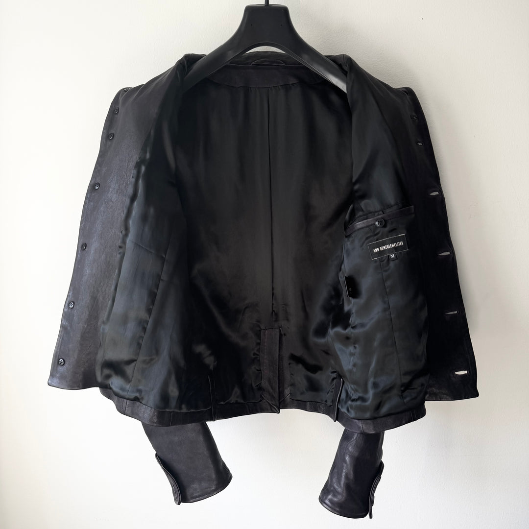 Ann Demeulemeester FW2013 Eggplant Purple High-Neck Leather Jacket