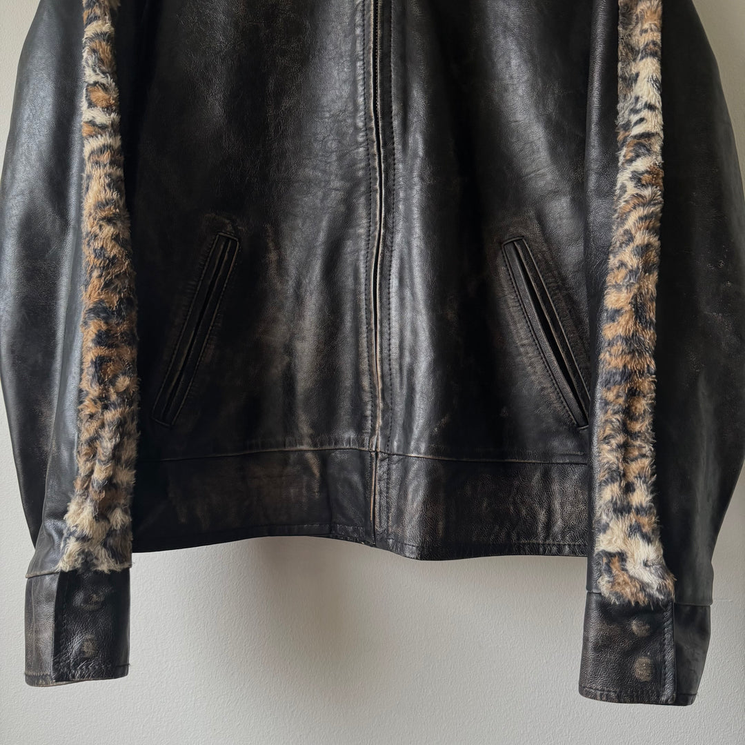 AW2006 Martin Margiela Leopard Café Racer Leather Jacket