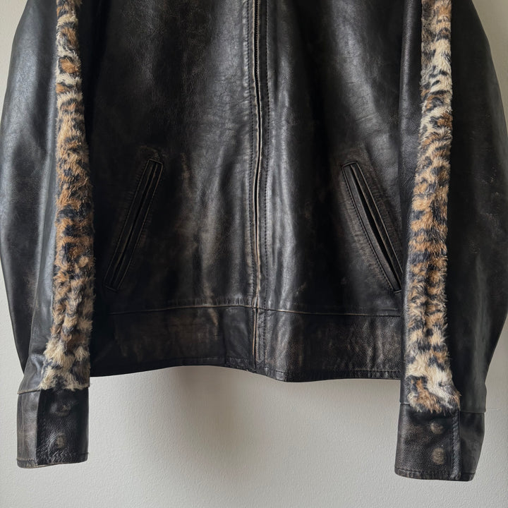 AW2006 Martin Margiela Leopard Café Racer Leather Jacket