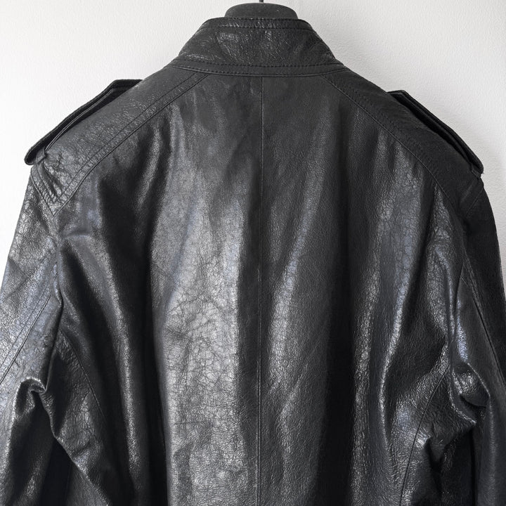 Ann Demeulemeester SS2003 Black Cracked Leather Biker Jacket