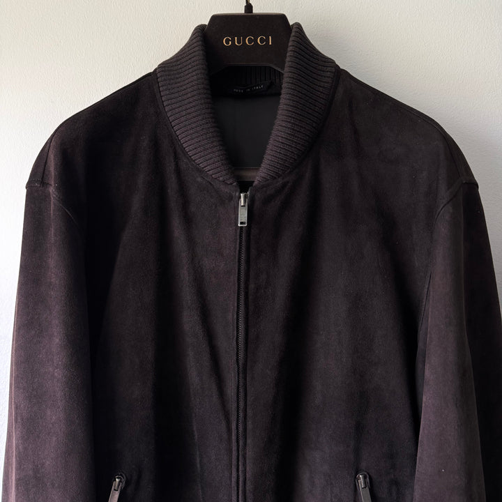 Gucci By Tom Ford 2000’s Brown Reverse Leather Suede Bomber Jacket