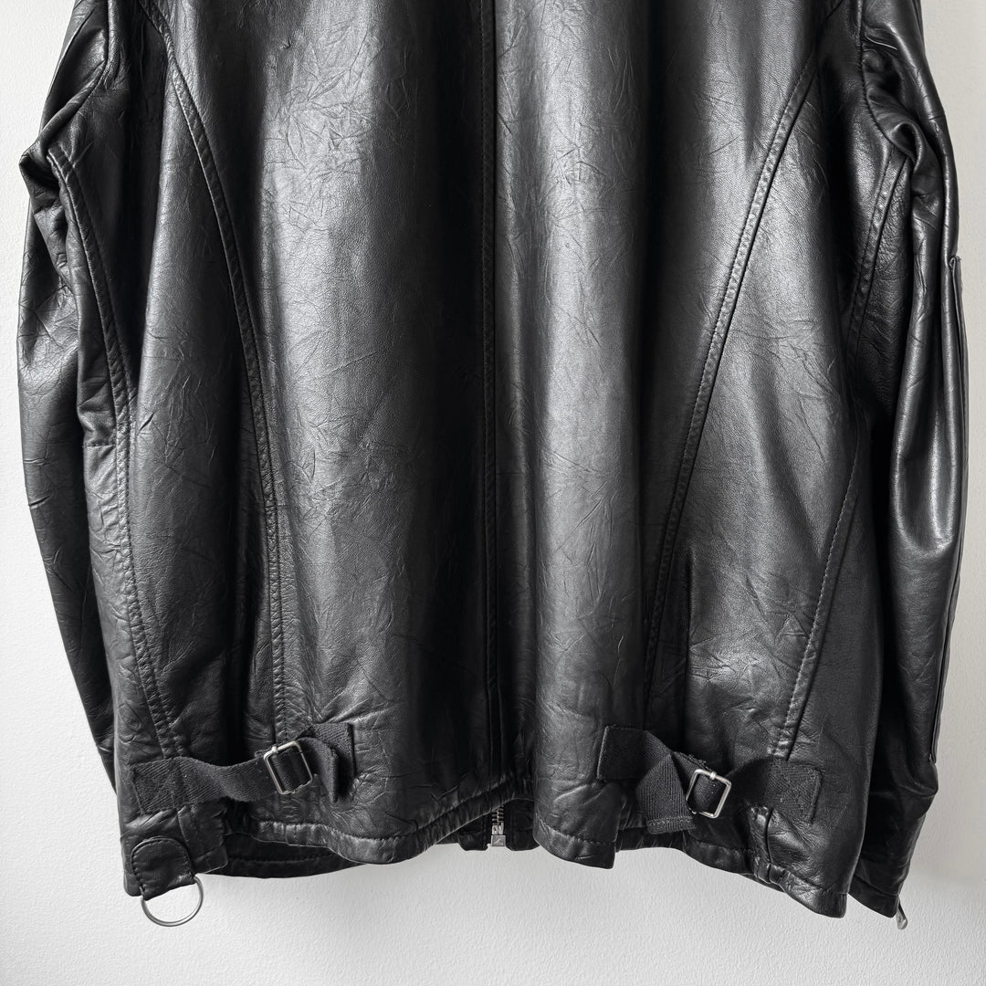 Dolce & Gabbana SS2004 Black Multi-Zip Runway Sheep Leather Jacket
