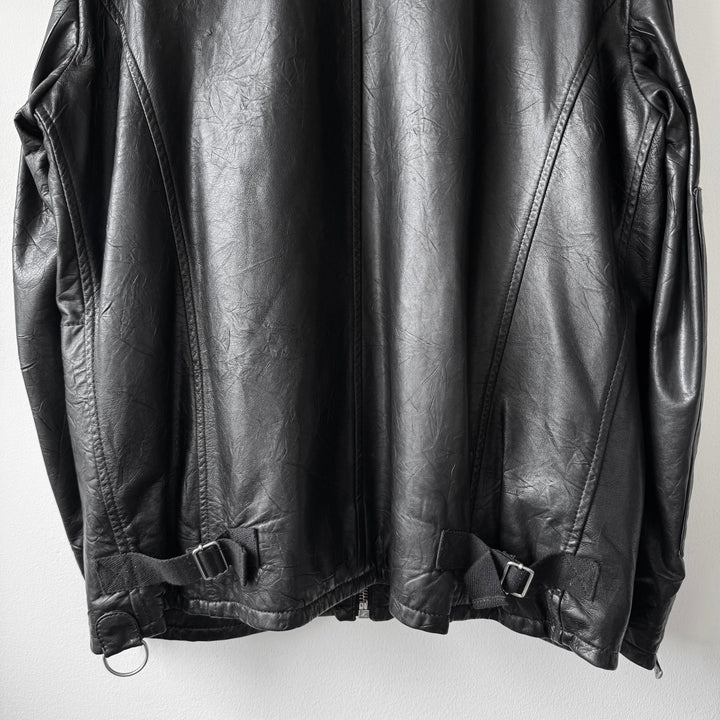 Dolce & Gabbana SS2004 Black Multi-Zip Runway Sheep Leather Jacket