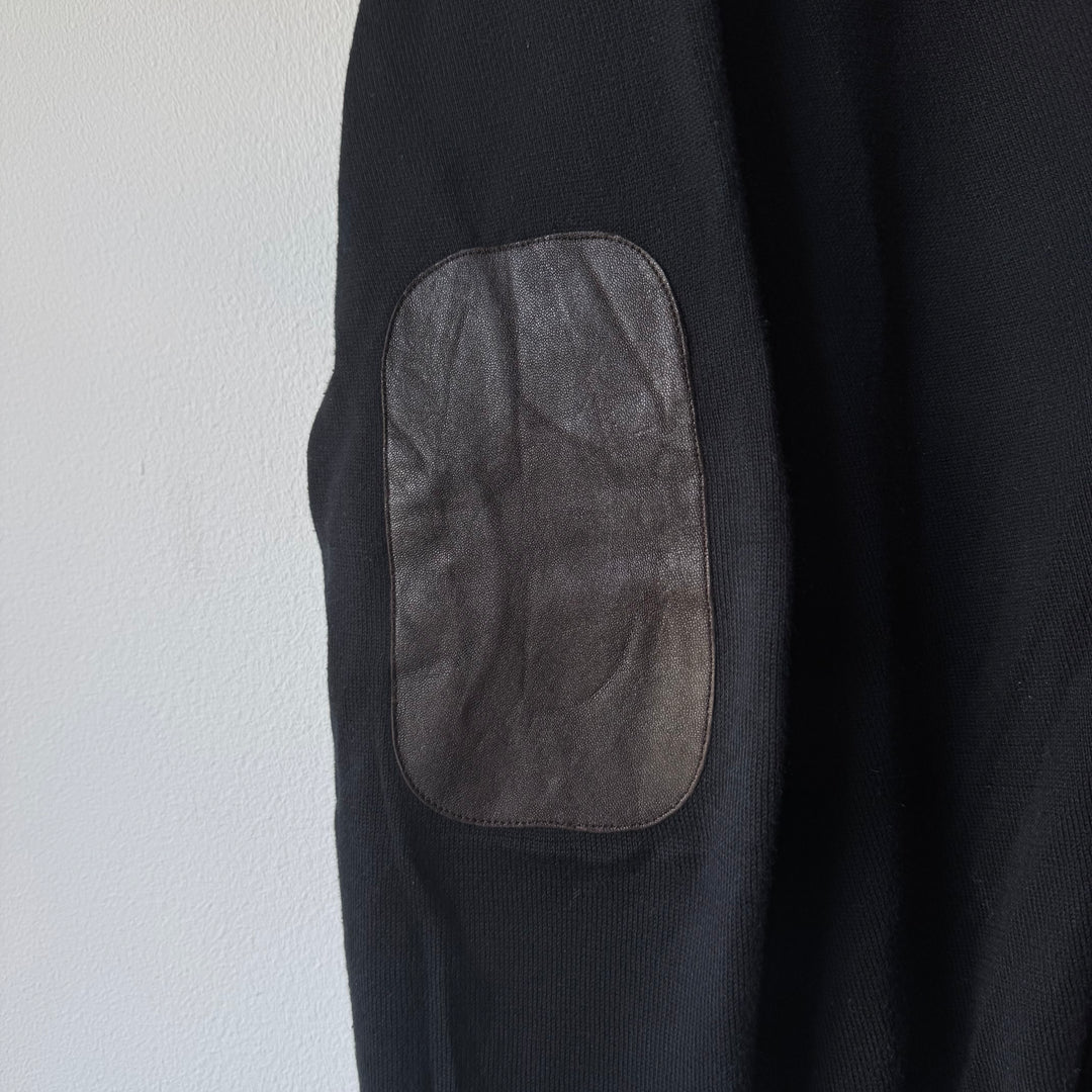 SS2011 Maison Martin Margiela Black Cotton Knit Elbow Patch Button-Up Cardigan