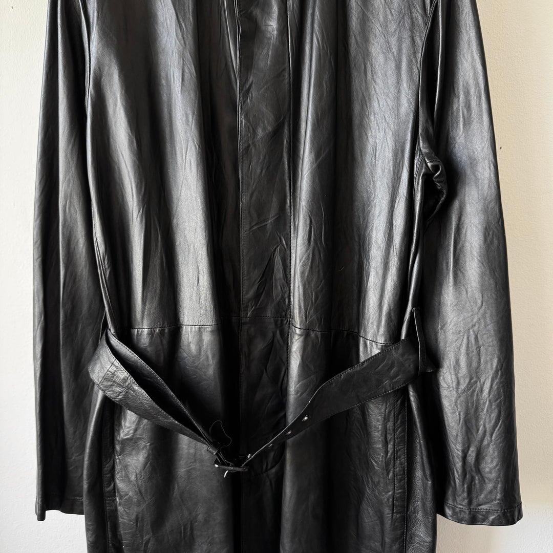 Prada FW2004 Black Lamb Nappa Leather Long Trench Coat