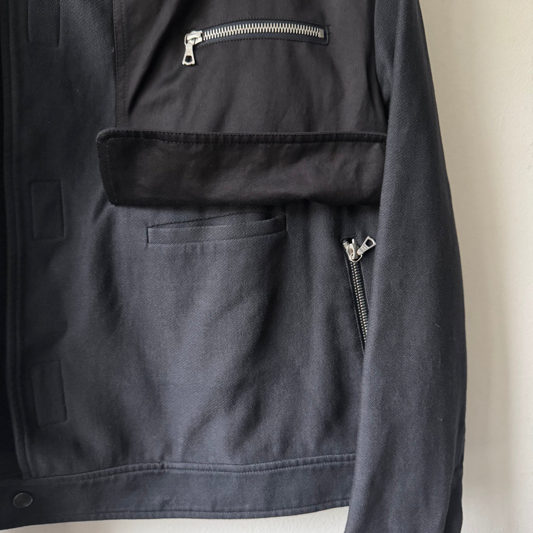 Dries Van Noten SS2013 Navy Cotton Velcro Cropped Café Racer Jacket