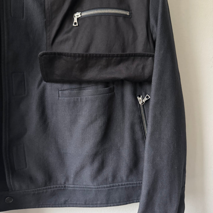 Dries Van Noten SS2013 Navy Cotton Velcro Cropped Café Racer Jacket