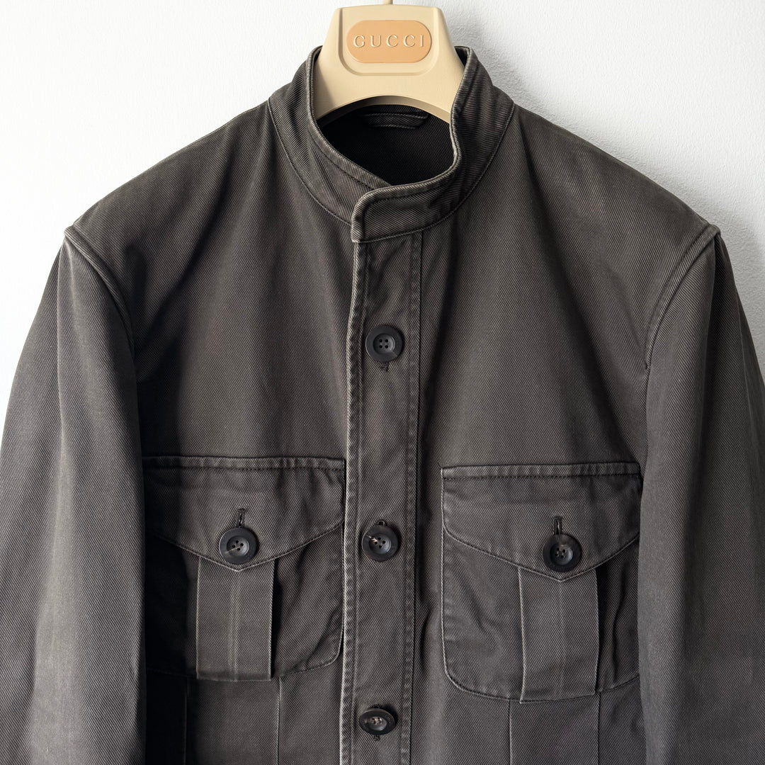 Gucci By Tom Ford SS2003 Brown Cotton Mandarin Collar Safari Jacket