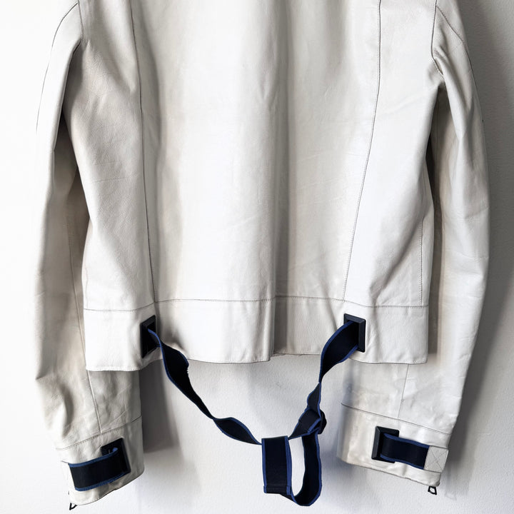Miu Miu SS2000 White Belted Leather Blouson Jacket