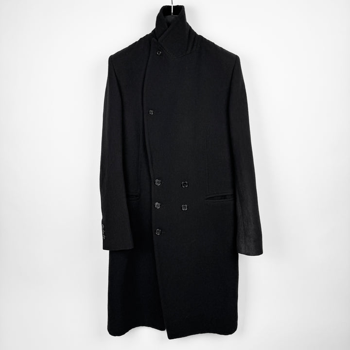 Ann Demeulemeester FW2011 Black Linen/Wool Double Breasted Coat