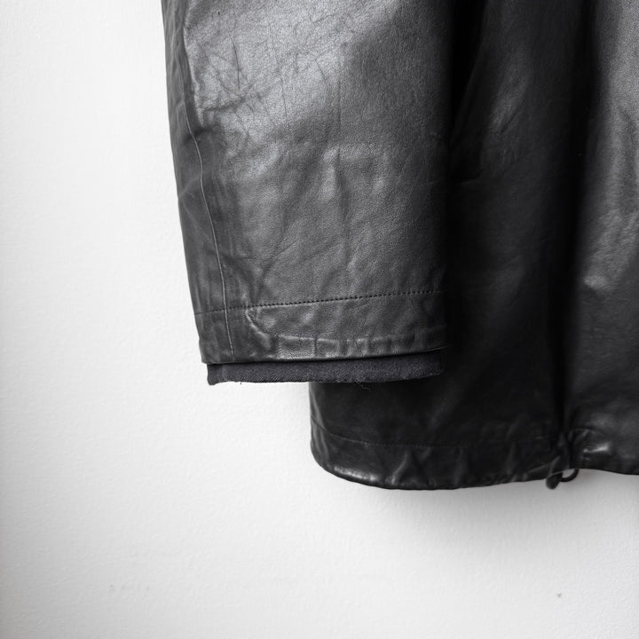 Jil Sander 2000’s Black Wool Lined Short Leather Coat