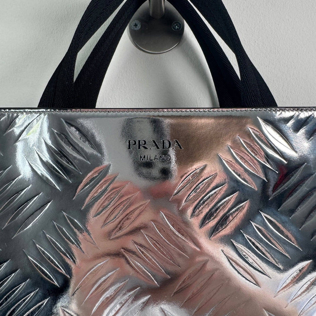 Prada FW2023 Silver Leather Tote Bag
