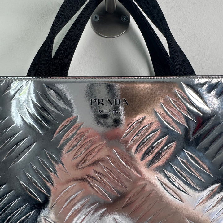 Prada FW2023 Silver Leather Tote Bag