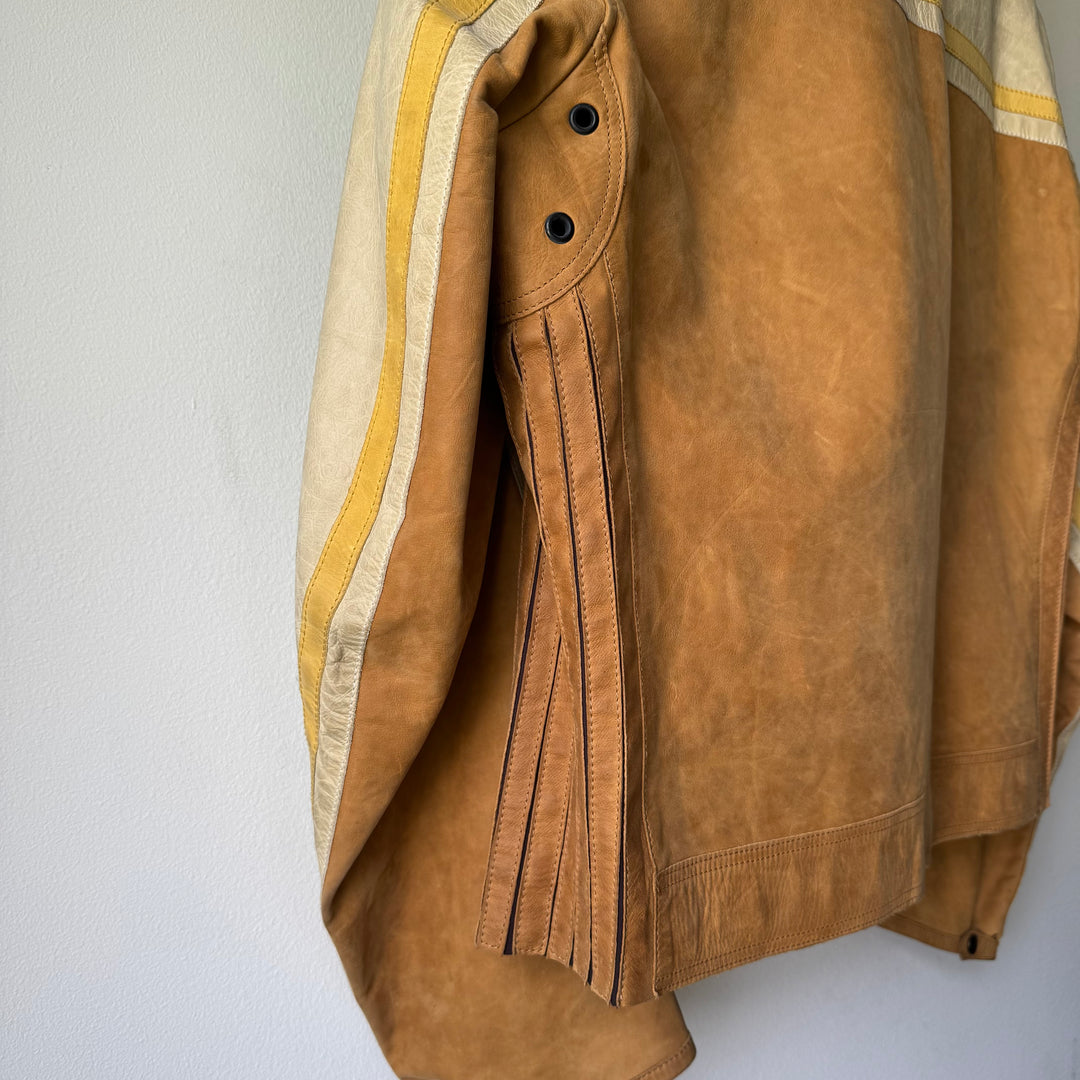 Prada Linea Rossa 2000’s Cropped Cafe Racer Moto Leather Jacket