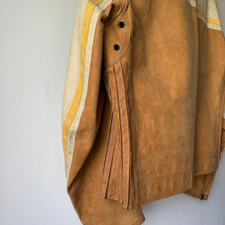 Prada Linea Rossa 2000’s Cropped Cafe Racer Moto Leather Jacket