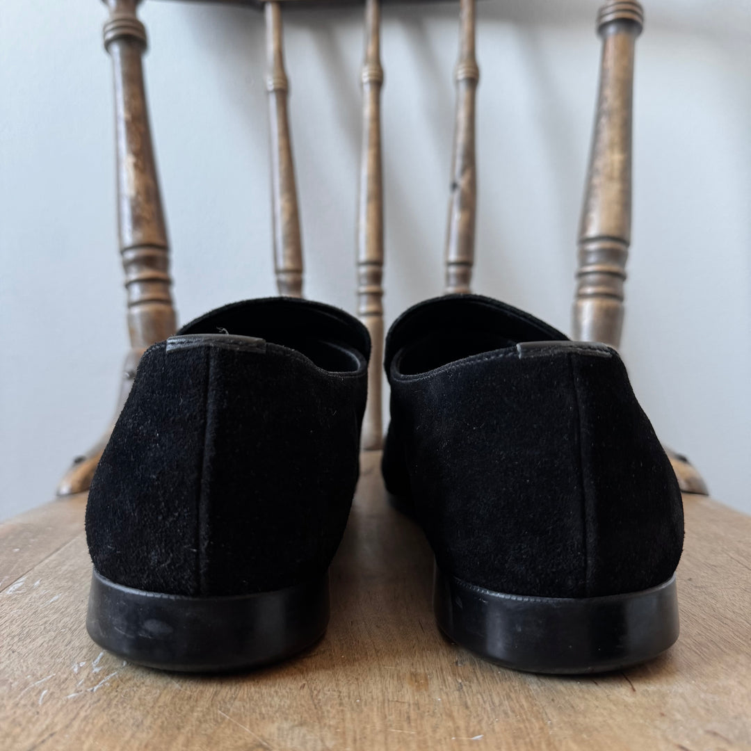 Prada 2000’s Black Suede Buckle Leather Loafers