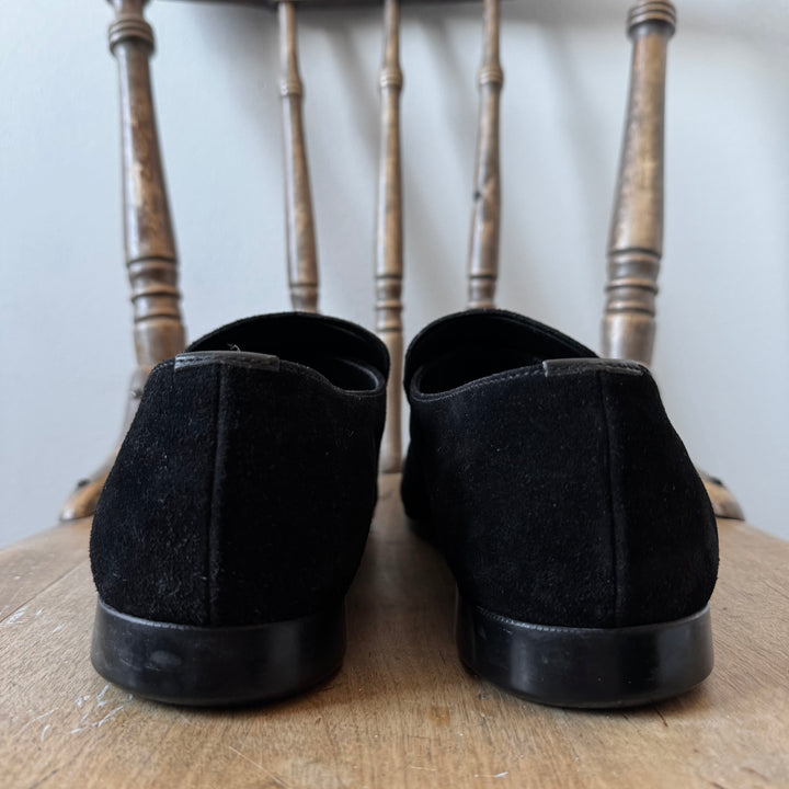 Prada 2000’s Black Suede Buckle Leather Loafers