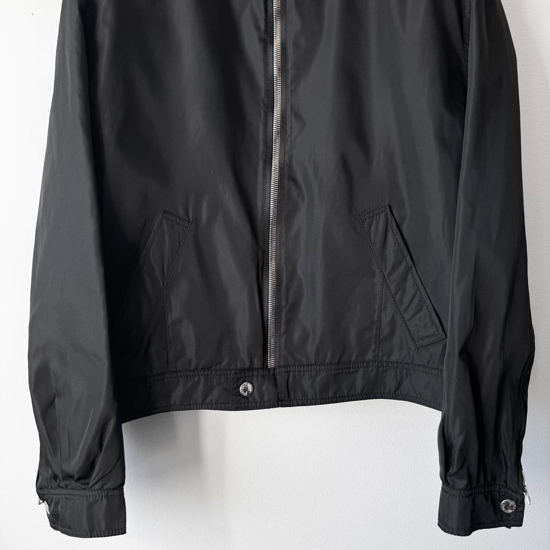 Prada 1990’s Black Hybrid Nylon Leather Cafe Racer Biker Jacket