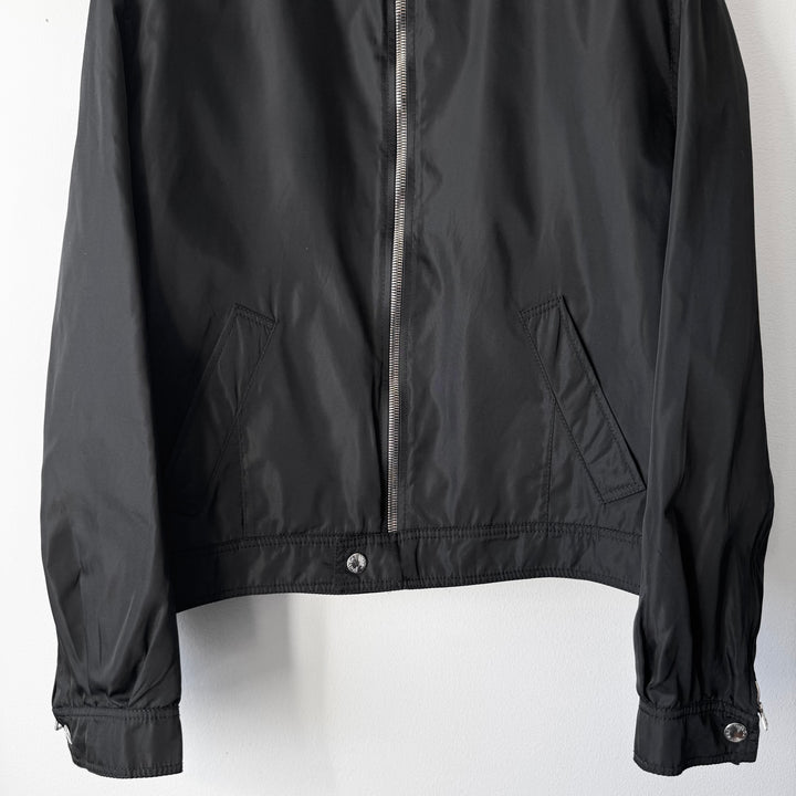 Prada 1990’s Black Hybrid Nylon Leather Cafe Racer Biker Jacket