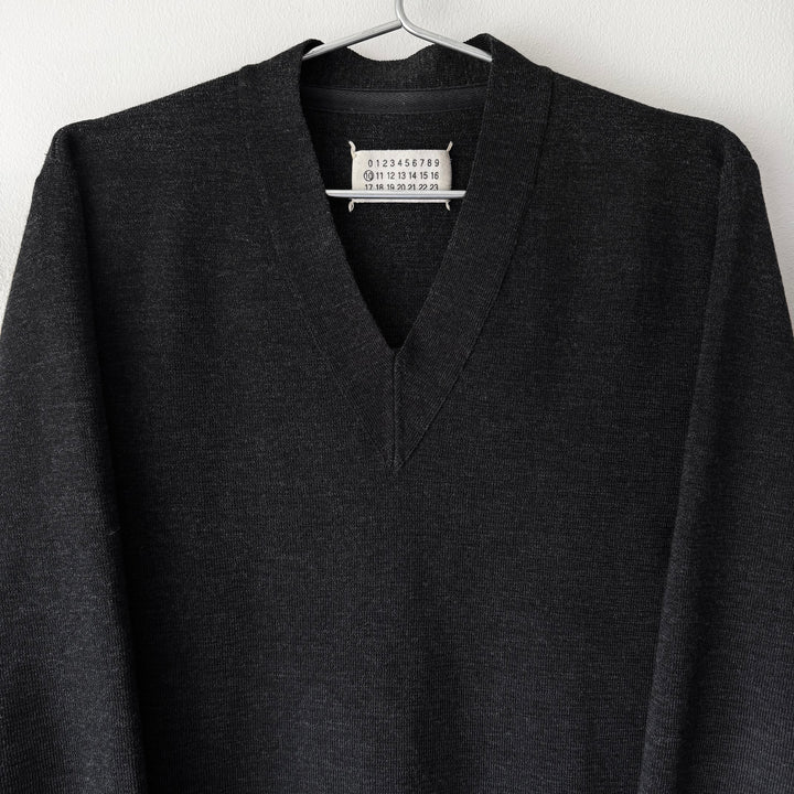 AW1999 Martin Margiela Dark Gray Virgin Wool V-Neck Knit