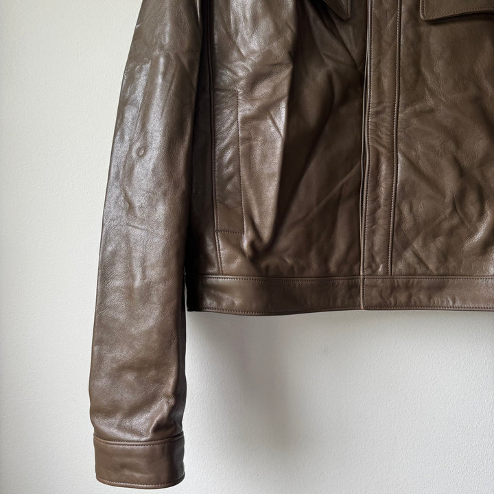 Lemaire Cropped Glazed Cow Leather Blouson Jacket