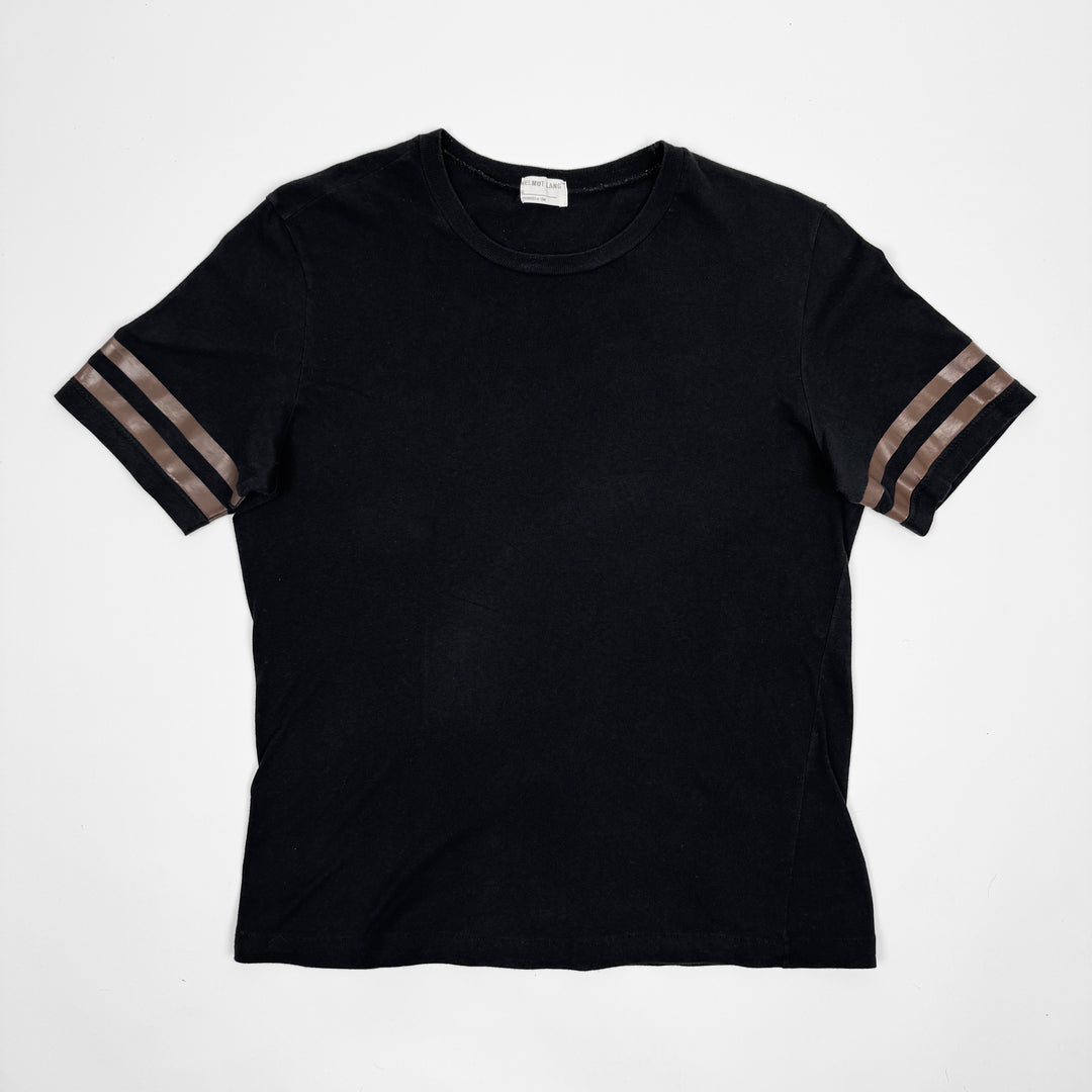 Helmut Lang 1996 Black Logo Print Backstage Press T-Shirt