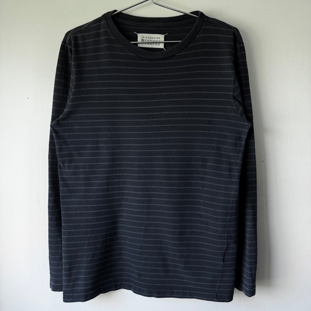 SS2000 Martin Margiela Navy Striped Cotton Jersey Long Sleeve T-Shirt