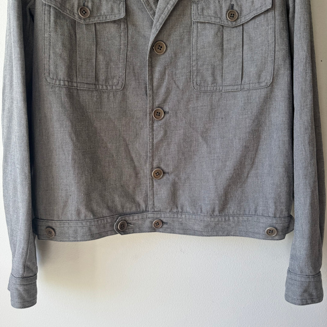 Dries Van Noten SS2007 Gray Cotton Cropped Military Jacket