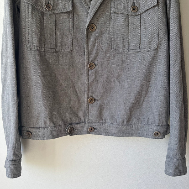 Dries Van Noten SS2007 Gray Cotton Cropped Military Jacket