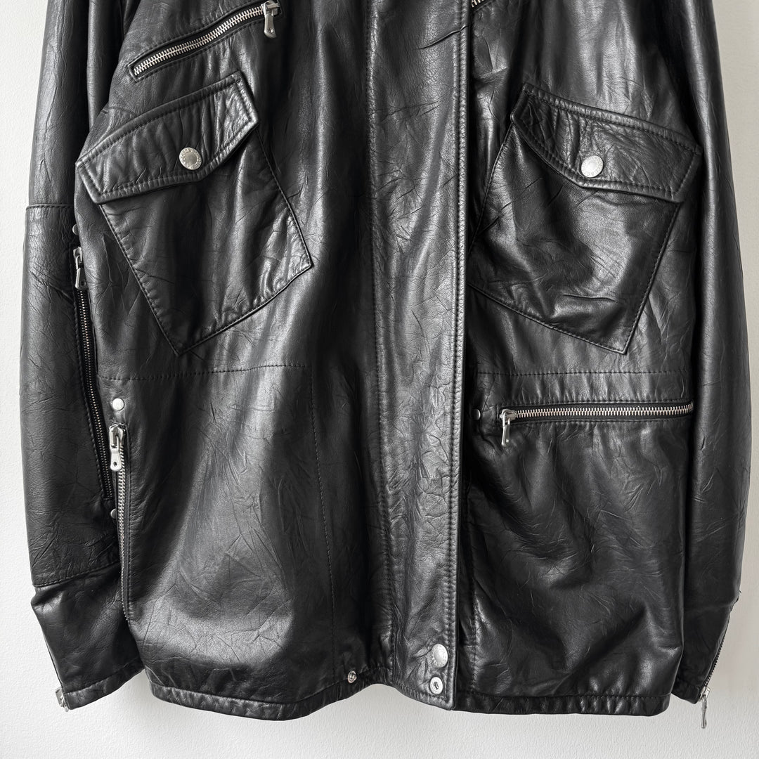 Dolce & Gabbana SS2004 Black Multi-Zip Runway Sheep Leather Jacket