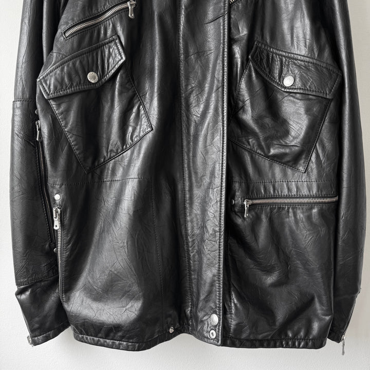 Dolce & Gabbana SS2004 Black Multi-Zip Runway Sheep Leather Jacket