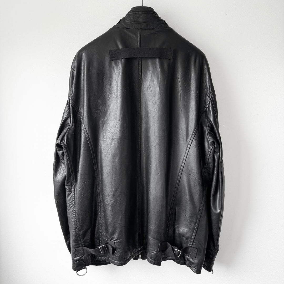 Dolce & Gabbana SS2004 Black Multi-Zip Runway Sheep Leather Jacket