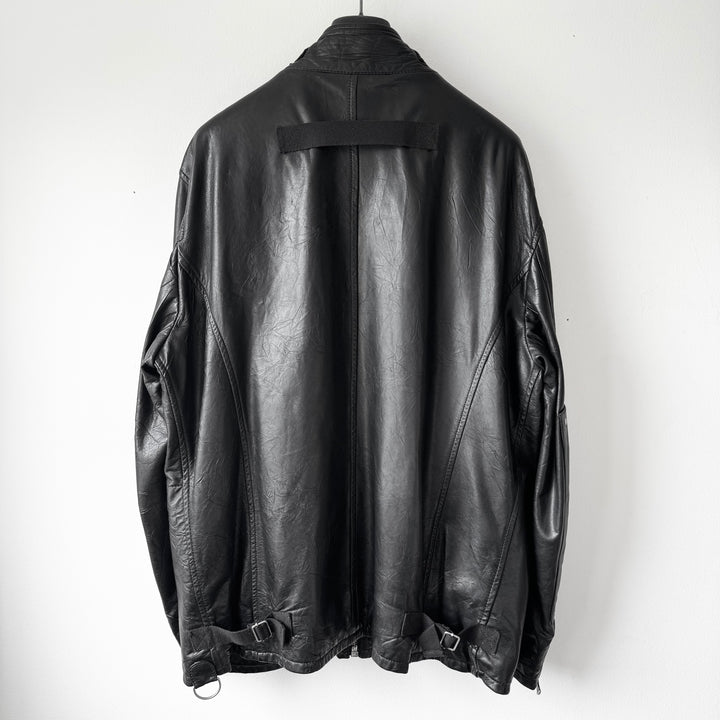 Dolce & Gabbana SS2004 Black Multi-Zip Runway Sheep Leather Jacket