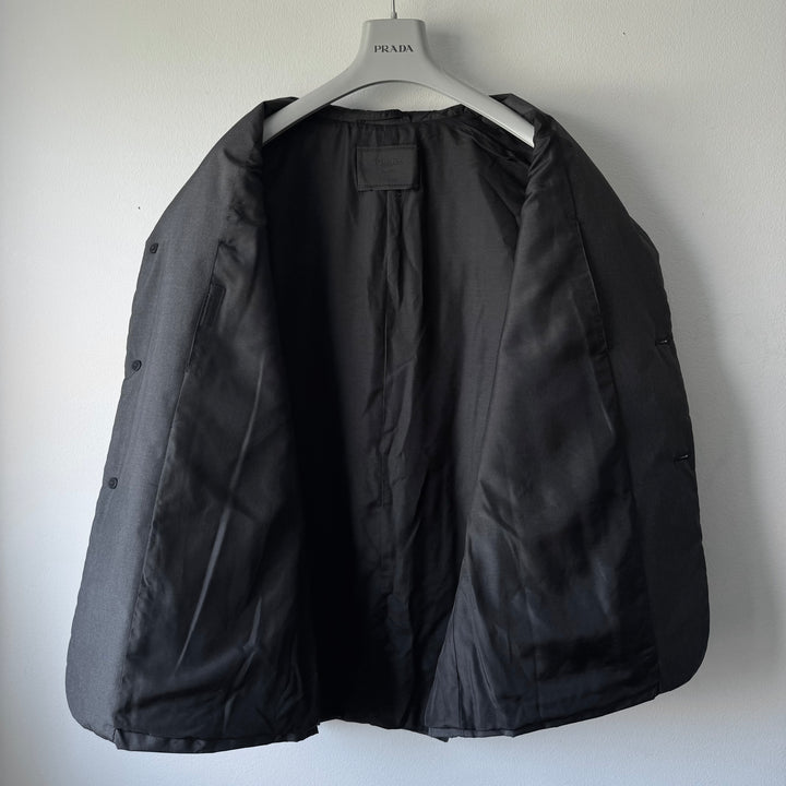 Prada FW1998 Anthracite Insulated Padded Silk Short Coat Jacket