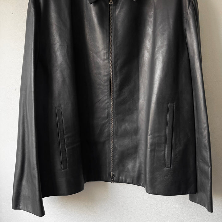 Prada SS1999 Navy Lamb Nappa Leather Zip-Up Blouson Jacket