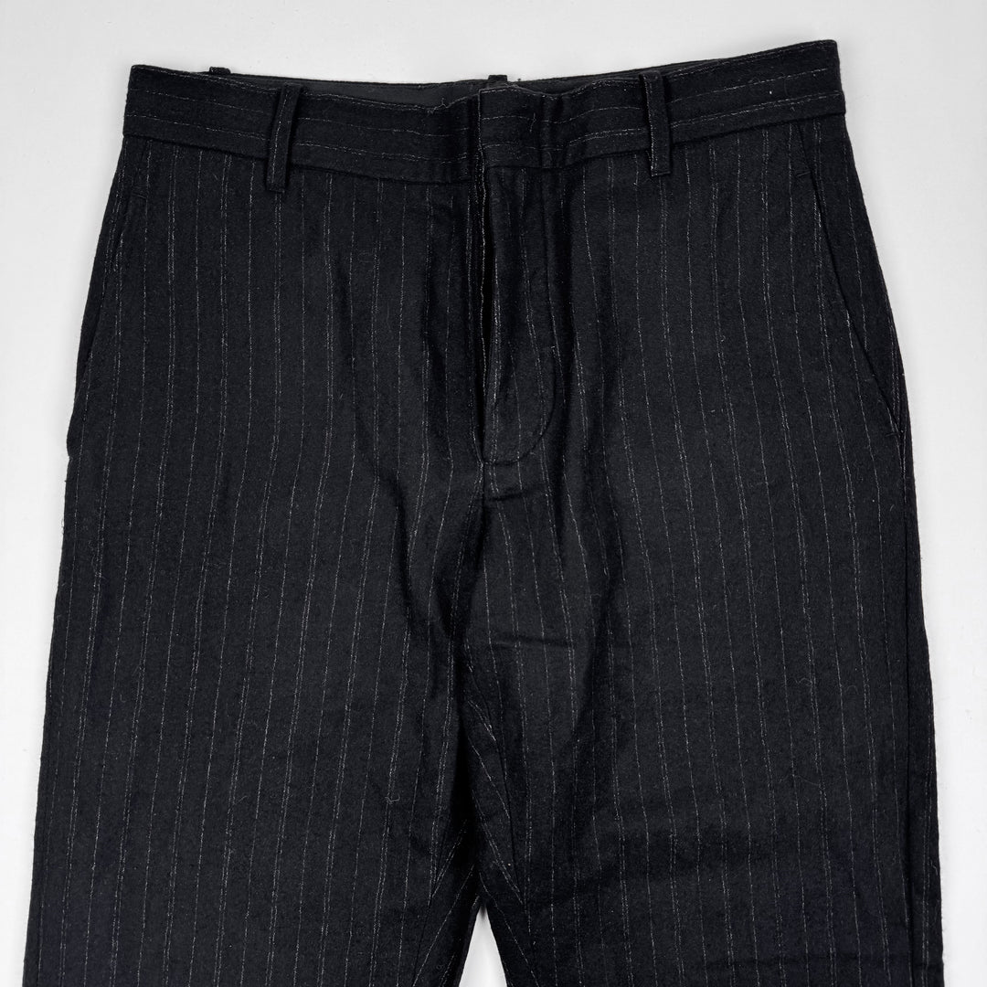 Ann Demeulemeester 2000’s Black Pinstripe Wool Relaxed Pants