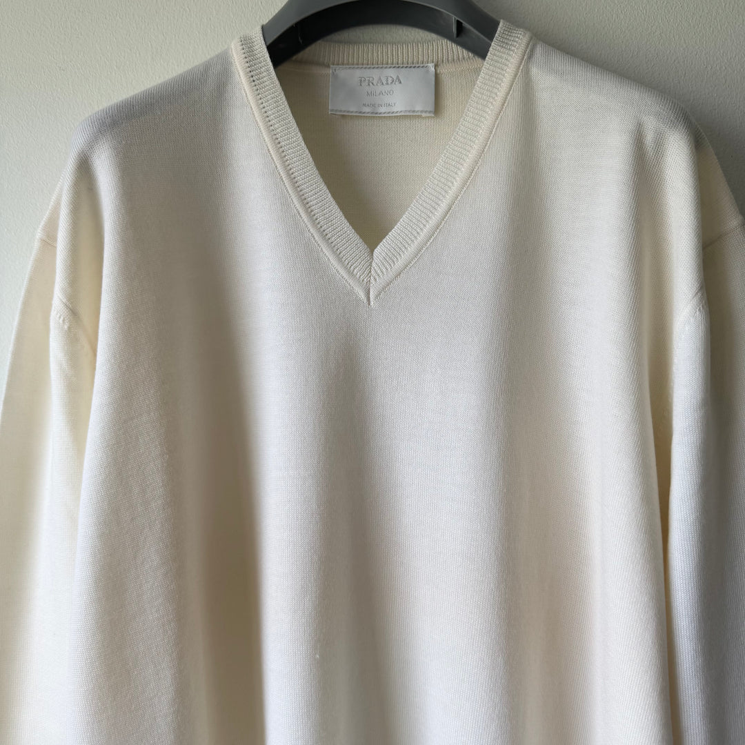 Prada 1990's Fine Wool V-Neck Knit Pullover