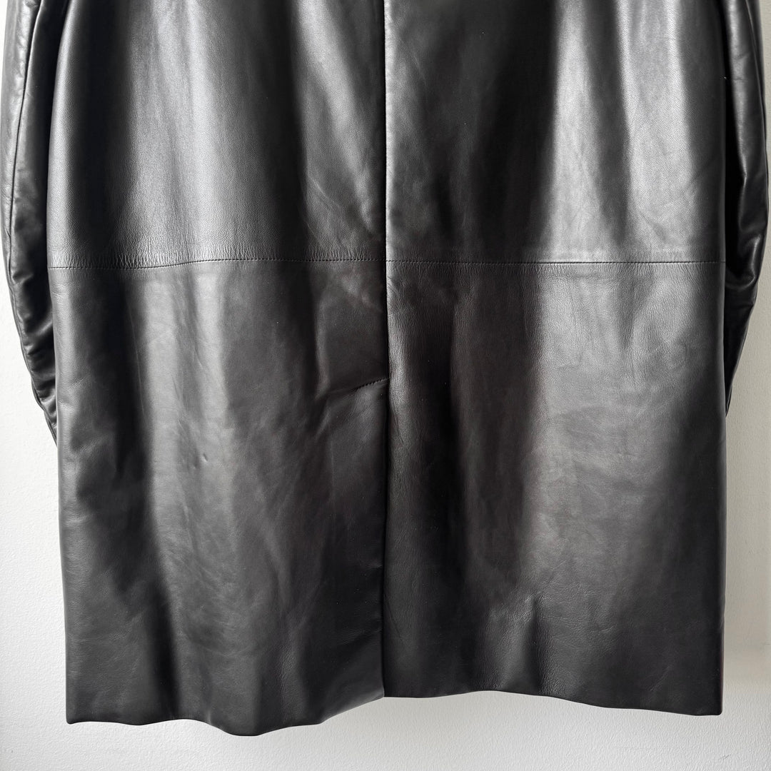 Prada FW1998 Black Lamb Leather Button-Up Overcoat Jacket