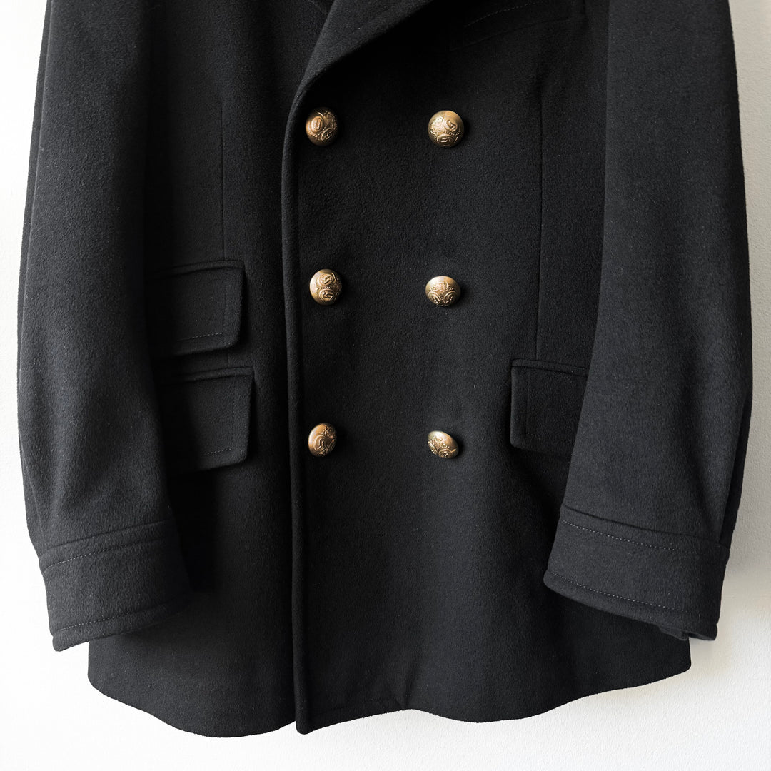 Gucci By Tom Ford FW2003 Black Double Breasted Gold Button Wool Peacoat