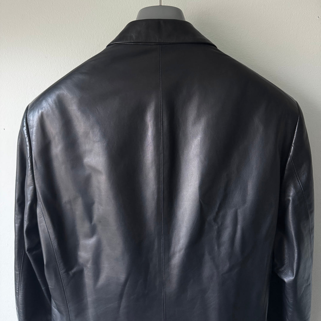 Jil Sander By Raf Simons 2000’s Dark Navy Nappa Lamb Leather Blazer Jacket
