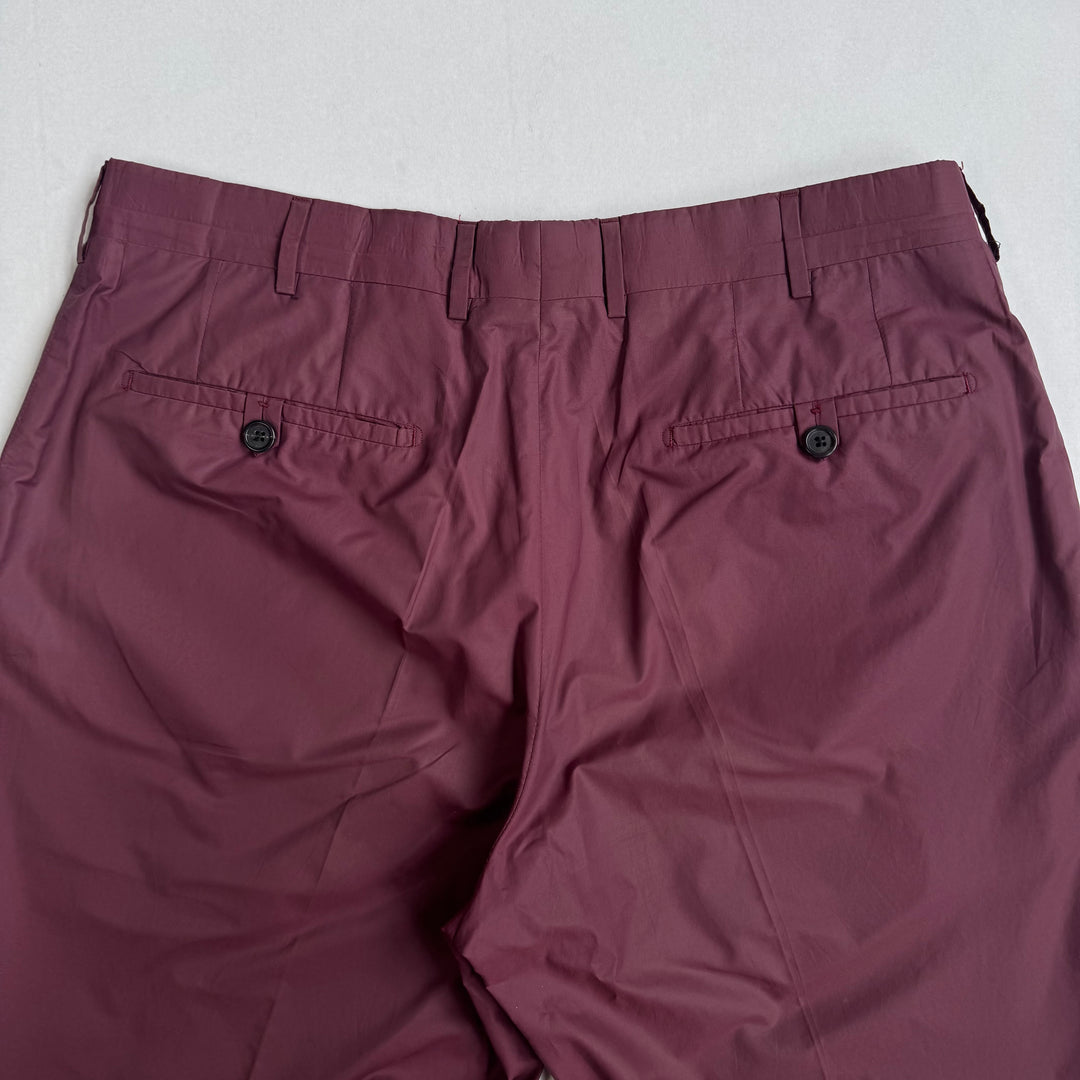Prada SS1998 Red Wide Leg Pleated Pants